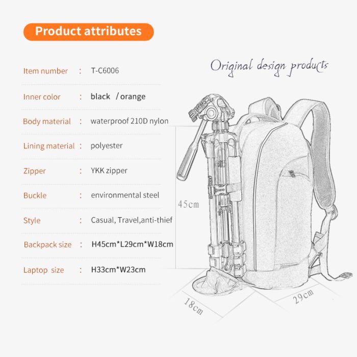 Фоторюкзак, рюкзак для фотоапаратів Tigernu (тип "Т-X6006")