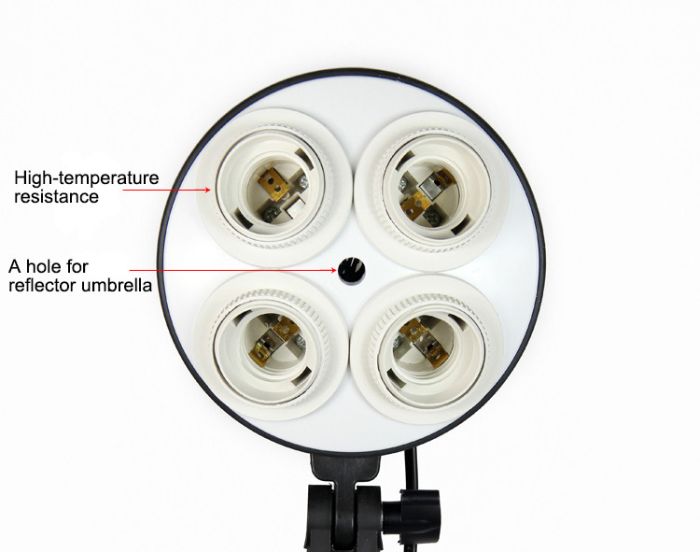 Тримач чотирьох ламп з патронами E27 та отвором для парасольки