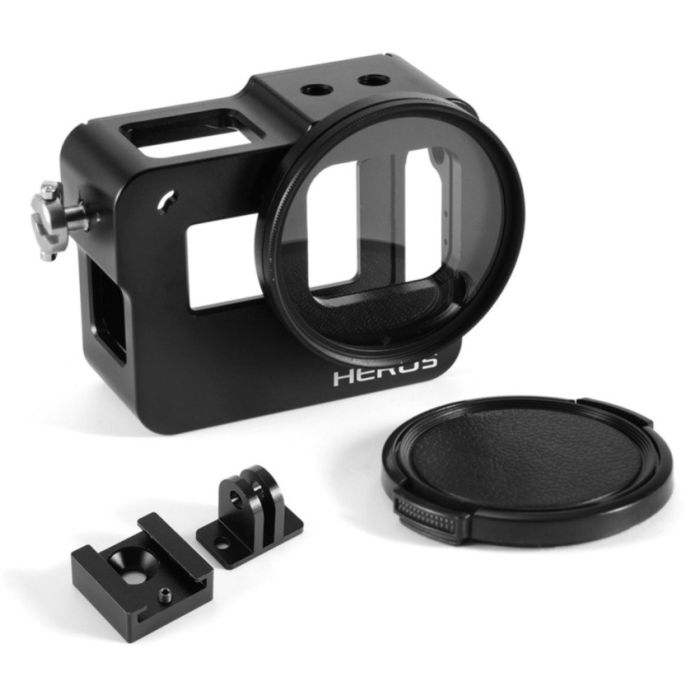 Алюмінієвий корпус для екшн камер GoPro Hero 5, 6, 7 з фільтром 52 UV та кришкою (код № XTGP433)