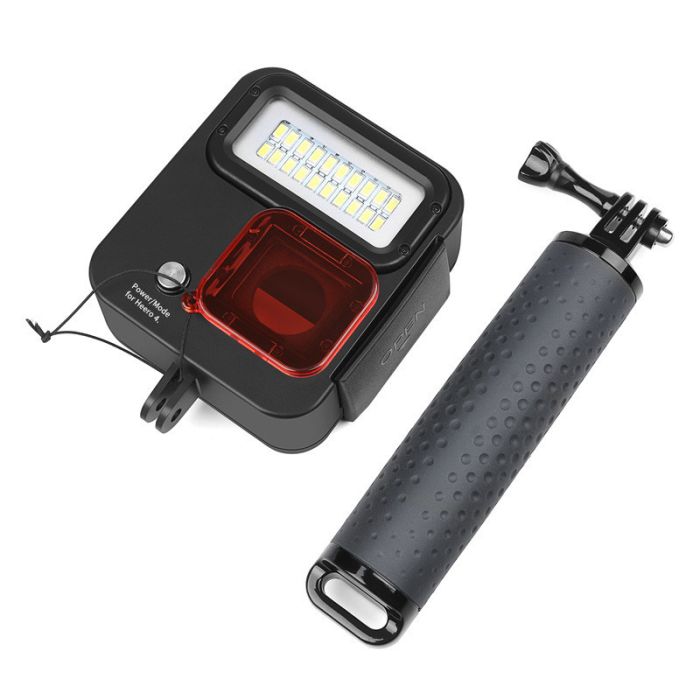 Металевий водонепроникний аквабокс з LED світлом для екшн камер GoPro Hero 4, 5, 6, 7 (код № XTGP435)