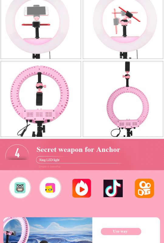 Кільцевий LED освітлювач QZSD (14") з димером, штативом - для портретної, б'юті та селфі зйомки