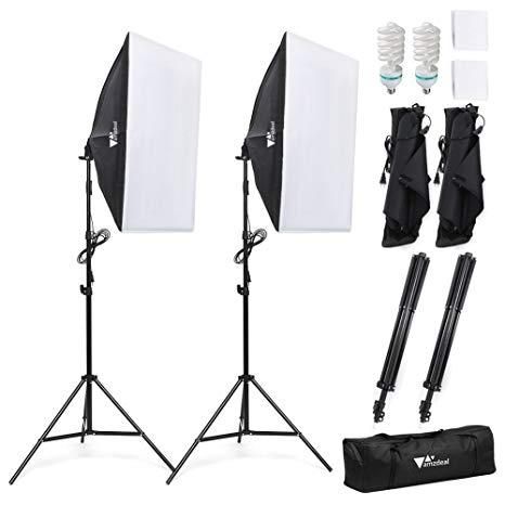 Комплект AMZDEAL PS-SYP-001 (2 x софтбоксу 50 x 70 см, 2 x стійки, 2 лампи - сумка для перенесення)