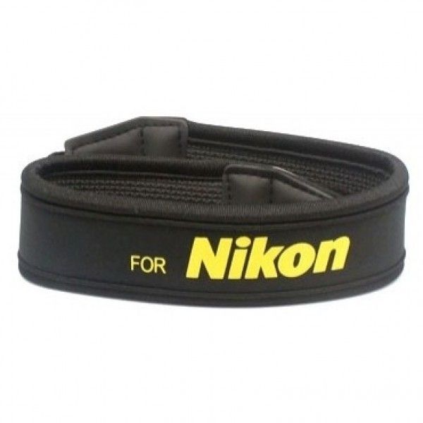 Плечовий шийний ремінь для фотоапаратів NIKON (неопрен) - жовтий напис