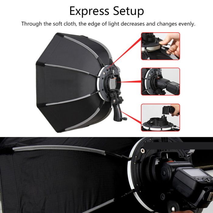 Софтбокс, розсіювач, дифузор, октобокс Triopo — KS65 для накамерного спалаху — 65 см