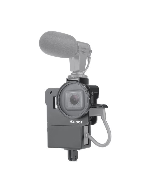 Алюмінієвий корпус для екшн камер GoPro Hero 5, 6, 7 з фільтром 52 UV та відсіком для мікрофона (код № XTGP539)