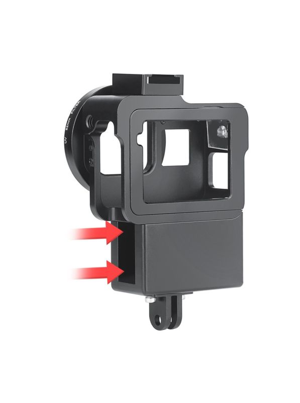Алюмінієвий корпус для екшн камер GoPro Hero 5, 6, 7 з фільтром 52 UV та відсіком для мікрофона (код № XTGP539)