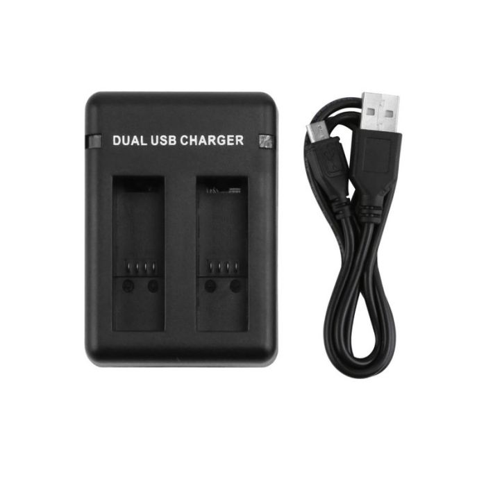 Зарядний пристрій для двох акумуляторів GoPro Hero 5, 6, 7, 8 (АКБ AABAT-001, AHDBT-501) з USB кодом XTGP346B