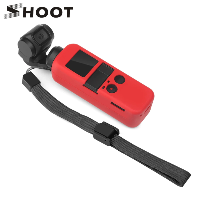 Силіконовий чохол для DJI Osmo Pocket зі страхувальним ремінцем - чорний (код XT-534)