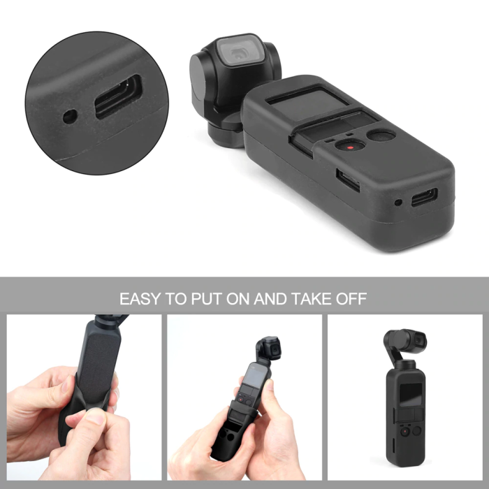 Силіконовий чохол для DJI Osmo Pocket з ремінцем - чорний (код XT-534)