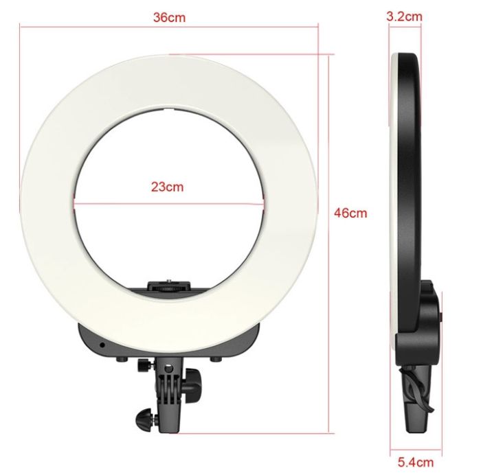 Кільцевий LED освітлювач TRIOPO (14") з димером та дистанційним пультом - для портретної, б'юті та селфі зйомки