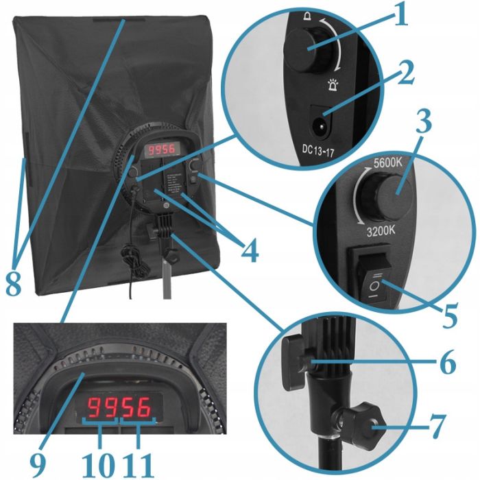 Світлодіодний світ (168 світлодіодів) + софтбокс 50 х 70 (48 Вт, 3200K-5600K)