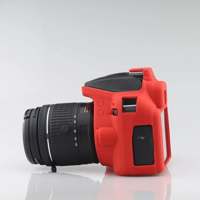Захисний силіконовий чохол для фотоапаратів Nikon D3300, D3400 - червоний