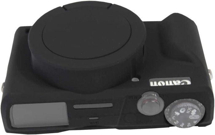 Захисний силіконовий чохол із кришкою для фотоапаратів CANON G7X Mark III - чорний