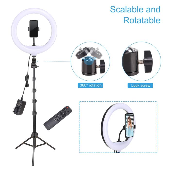 Кільцеве LED світло YQ-320A (12" - 32см) з пультом, тримачем та стійкою 2 м для портретної, б'юті селфі зйомки