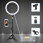 Комплект кольцевой LED свет ZM100 (8" - 21см) + пульт + пульт для телефона + стойка 45 см + крепления