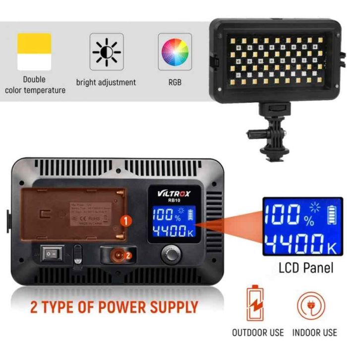 LED - освітлювач, відео-світло Viltrox RB10 RGB (кольоровий)
