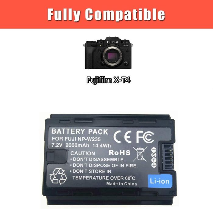 Аккумулятор NP-W235 для камер FujiFilm X-S20, XT5, XT4, XH2, XH2S, GFX100, GFX50S II - аналог на 2000 ma