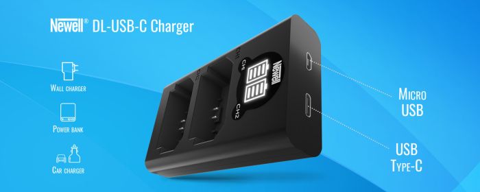 Зарядний пристрій DL-W235 (LCD2-NPW235) з USB для 2-х акумуляторів NP-W235 для Fujifilm X-T4