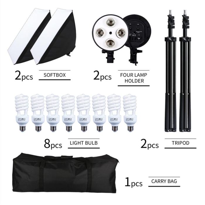 Комплект ESDDI 4LITE45 (2 x софтбоксу 50 x 70 см, 2 x стійки, 8 ламп - сумка для перенесення)