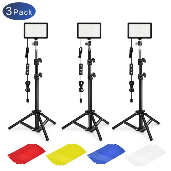 Комплект LED-світла Teyeleec XK-70D (3 x LED світильника зі стійками та кольоровими світлофільтрами)