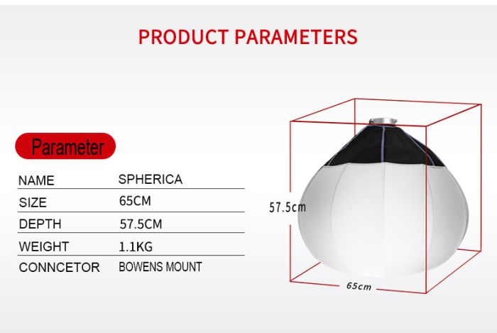 Сферичний софтбокс - куля Zomei (Lantern Ball) 65 см з байонетом Bowens / Elichrom