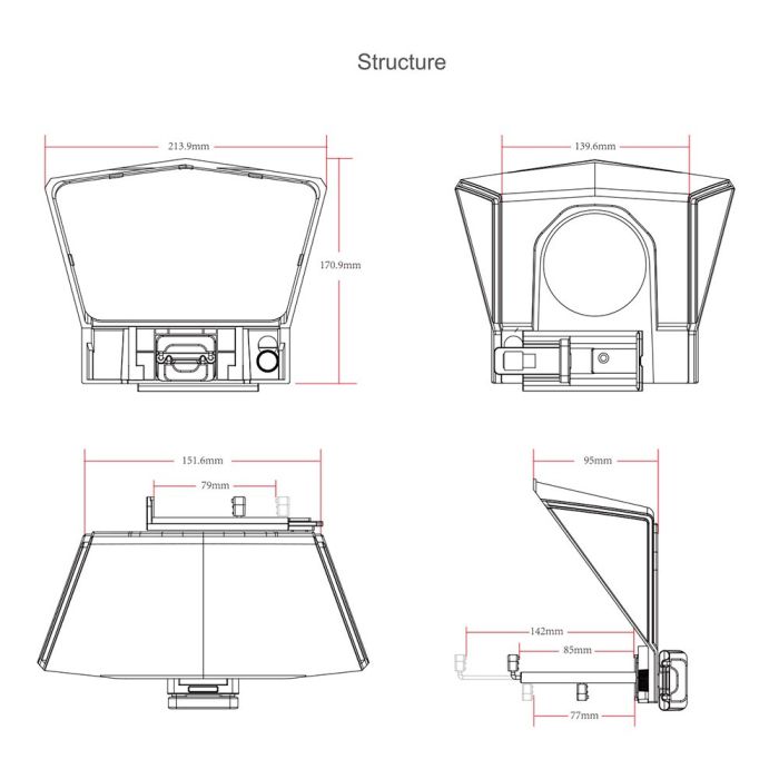 Телесуфлер - телепромтер Bestview T2 (Desview T2) telepromter - суфлер для смартфона або планшета