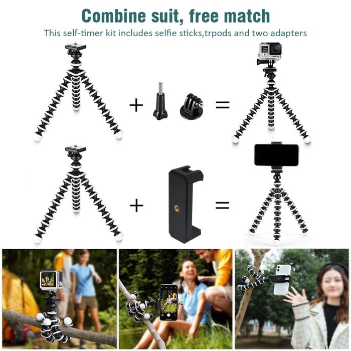 Набір штатив із кріпленням для телефона + кріпленням для екшн камер + мікрофон + пульт комплект VM-D02 KIT 2GO