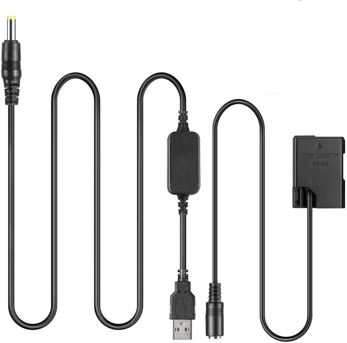 USB-адаптер живлення EP-5A для Nikon D3100 D3200 D3300 D3400 D3500 D5100 D5200 D5300 D5500 D5600 — АКБ EN-EL14
