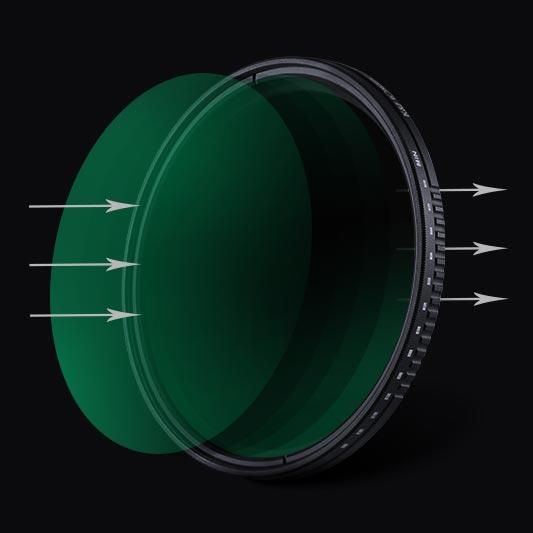 Нейтрально-сірий світлофільтр K&F Concept зі змінною щільністю 58 мм ND8 — ND2000