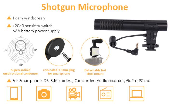 Набір для блогінгу Bakeey Vlogging KIT (KIT-01LM) (штатив+кріплення для телефону+мікрофон+LED світло+пульт)