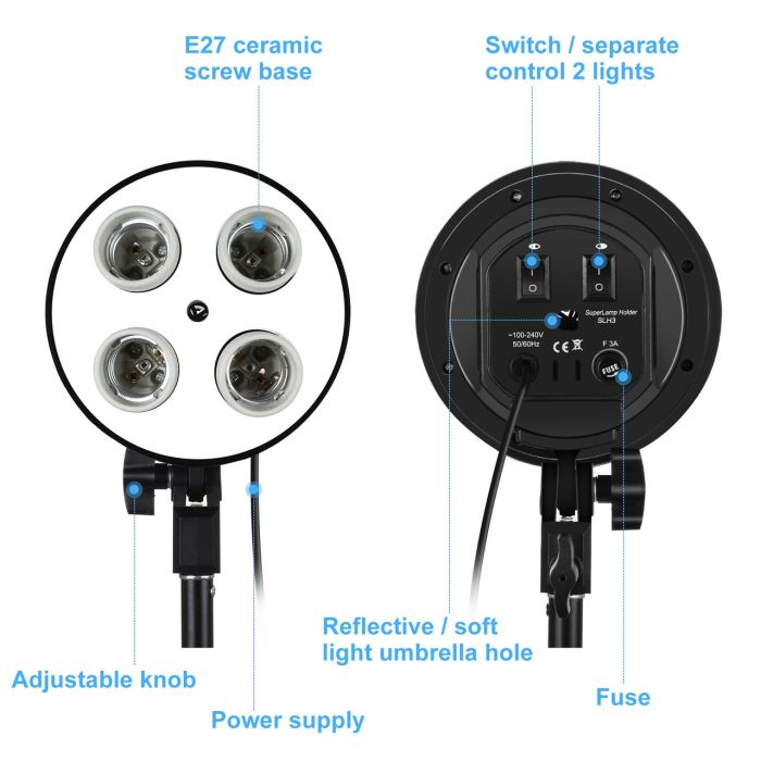 Комплект Puluz PKT3134EU (2 x софтбокси - 50 x 70 см, 2 x стійки, 8 LED лампи - 20 Ватт)