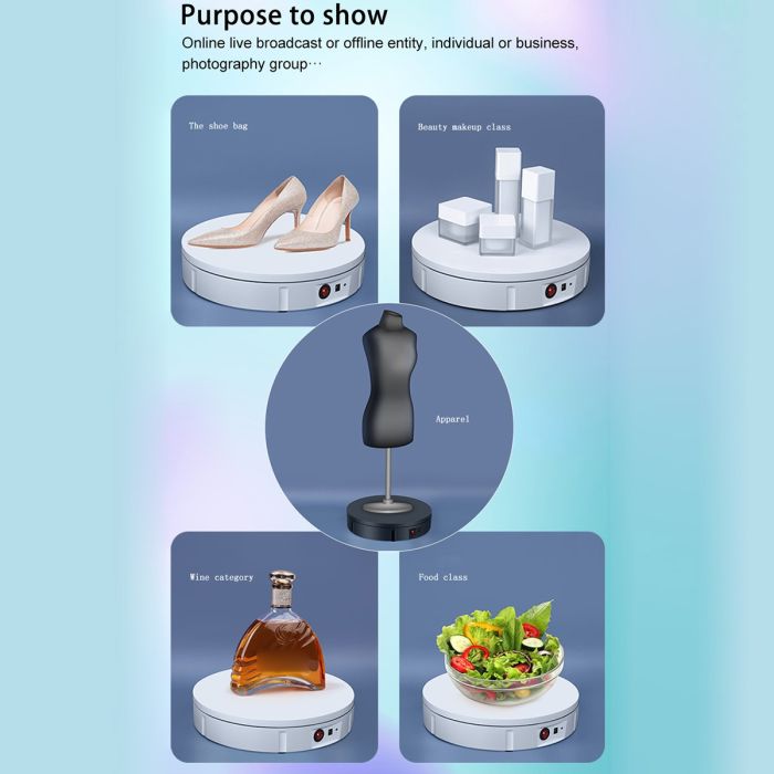 Поворотний стіл для предметної зйомки макрозйомки Puluz DCA1270W 22 см навантаження до 50 кг! білий