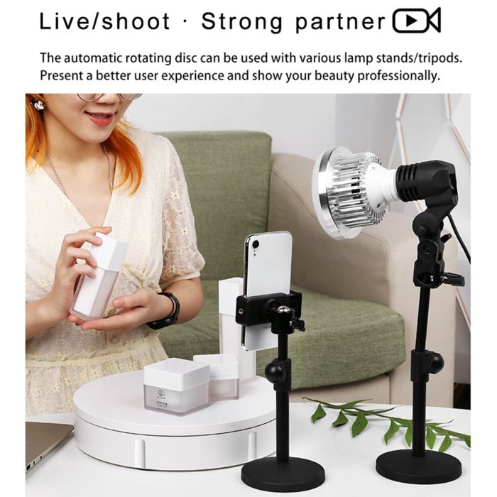 Поворотний стіл для предметної зйомки макрозйомки Puluz DCA1270W 22 см навантаження до 50 кг! білий