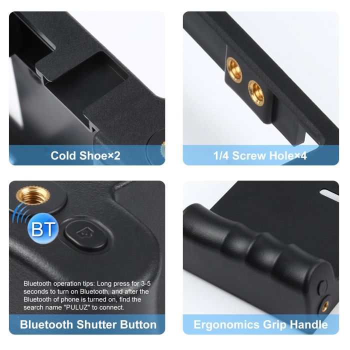 Універсальна клітка, рамка, тримач Puluz PU3067L для телефону - смартфона з кнопкою Bluetooth спуском