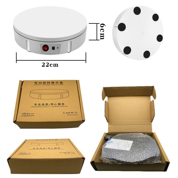 Поворотний стіл для предметної зйомки макрозйомки Puluz DCA1270W 22 см навантаження до 50 кг! білий