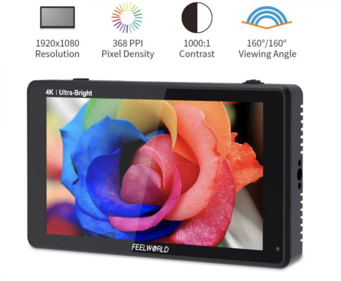 Накамерний монітор, дисплей FeelWorld LUT6S 6" дюймів (HDMI/SDI 2600nits HDR/3D LUT 4K)