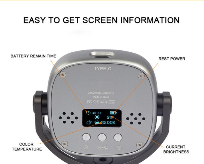 LED - освітлювач, відео-світло Teyeleec TA77 (2500-8500K) із вбудованим акумулятором у металевому корпусі