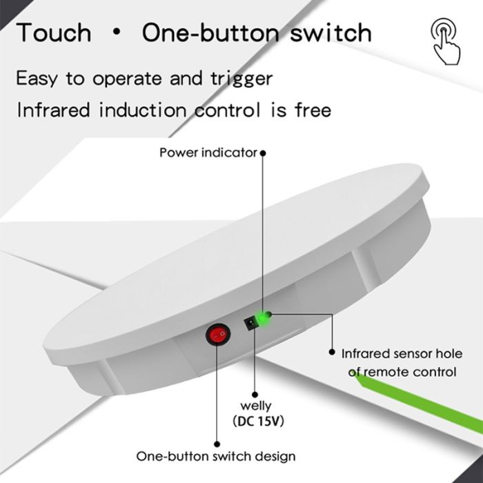 Поворотний стіл для предметного знімання з вбудованим акумулятором Puluz EDA002243902B 52 см (до 100 кг) чорний