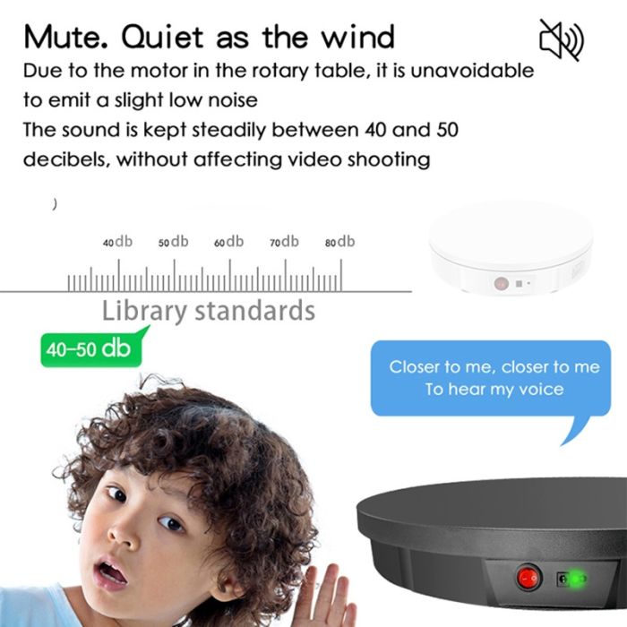 Поворотний стіл для предметного знімання з вбудованим акумулятором Puluz EDA002243902B 52 см (до 100 кг) чорний