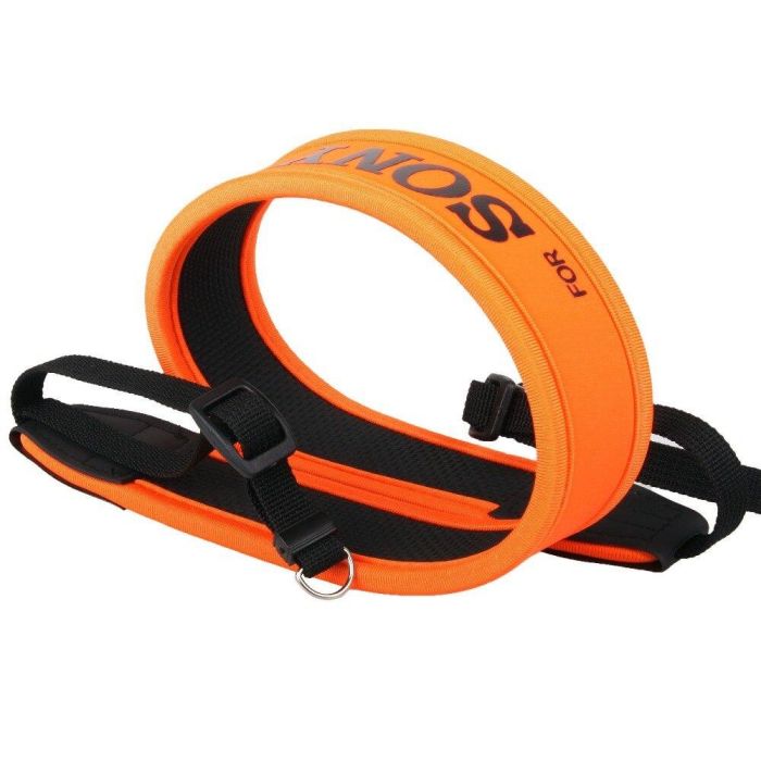 Плечовий шийний ремінь для фотоапаратів SONY (неопрен) - помаранчевий