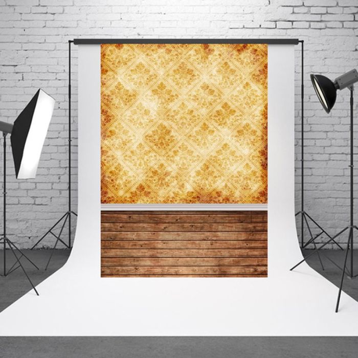 Фотофон вініловий текстурний 1.5×2.1 м + "ворота" - тримач (Урожай стіни + Дерев'яна підлога (TBD04182918))