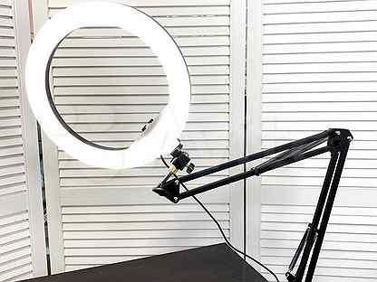 Комплект кільцевий LED світло ZM118 (10" - 27 см) + пульт + пантограф 70 см + шарнірне кріплення