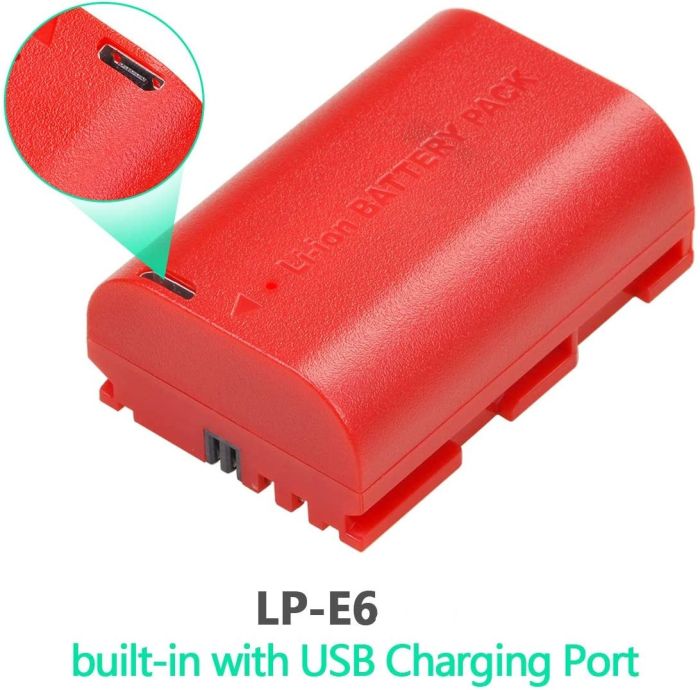 Акумулятор для камер CANON EOS R5 R6 5D Mark III 5D Mark IV - LP-E6H (аналог LP-E6, LP-E6N) - з роз'ємом USB