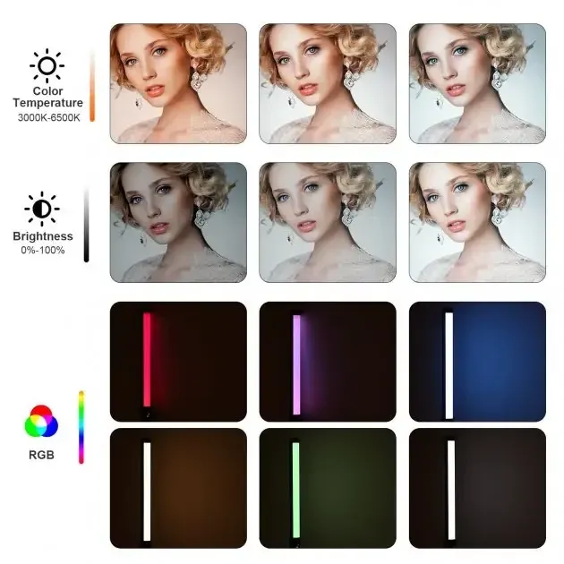 LED - освітлювач, відеосвітло, жезл RGB - Rainbow Stick Light 50 см з вбудованим АКБ та пультом