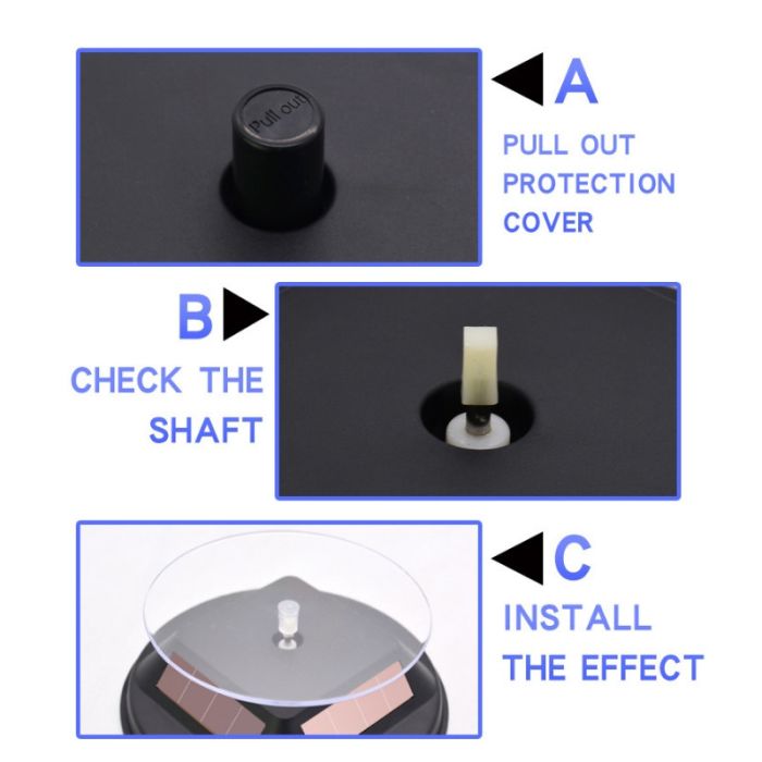 Поворотний стіл, що обертається на сонячних батареях TBD0601972501B 12 см, навантаження до 1 кг чорний