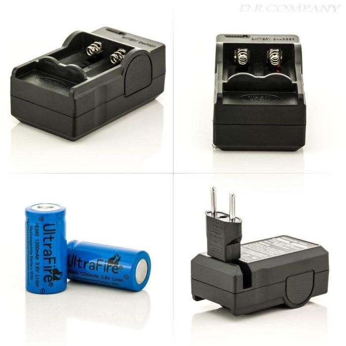 Комплект: зарядне + 2 шт акумулятори CR123A, CR123, LR123A, 16340 Ultrafire 1200 mAh