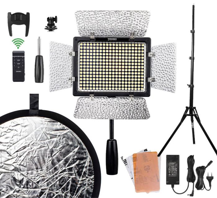 Комплект (набір) "MAX M" - LED - світло Yongnuo YN-300 III (3200-5500K) + мережевий адаптер + стійка + відбивач