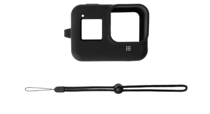 Силіконовий чохол, футляр з ремінцем для екшн камер GoPro Hero 8 - чорний (код № XTGP549)