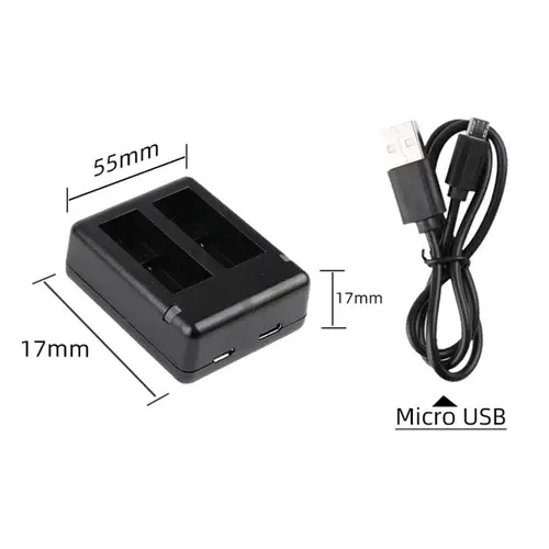 Зарядний пристрій для 2-х акумуляторів GoPro Hero 9, 10 (AHDBT-901, ADBAT-001, SPBL1B) з кабелем USB