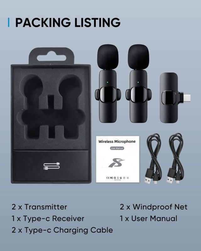 Бездротова петлична система із двох мікрофонів Convers K1 для телефону на Android Type-C (BPM-02)